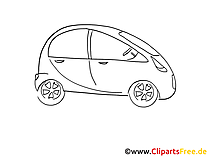 Kleinwagen Zeichnung, Grafik schwarz-weiss, Clipart, Bild