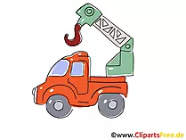 LKW mit Baukran Clipart, Bild, Cartoon, Comic, Grafik