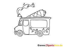 LKW Zeichnung, Grafik schwarz-weiss, Clipart, Bild