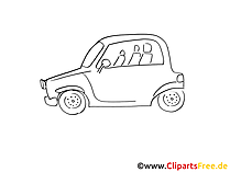 Mietwagen Zeichnung, Grafik schwarz-weiss, Clipart, Bild