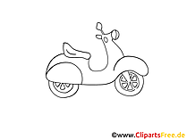 Mofa Zeichnung, Grafik schwarz-weiss, Clipart, Bild