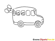 Omnibus Zeichnung, Grafik schwarz-weiss, Clipart, Bild