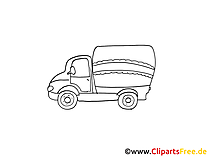 Postwagen Zeichnung, Grafik schwarz-weiss, Clipart, Bild