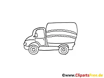 Postwagen Zeichnung, Grafik schwarz-weiss, Clipart, Bild