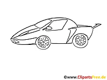 Sportwagen Zeichnung, Grafik schwarz-weiss, Clipart, Bild