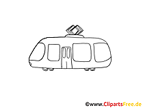 Tram Zeichnung, Grafik schwarz-weiss, Clipart, Bild