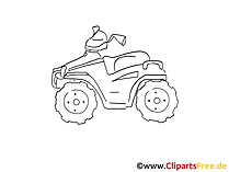 Vierrad Zeichnung, Grafik schwarz-weiss, Clipart, Bild