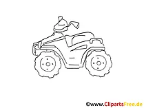 Vierrad Zeichnung, Grafik schwarz-weiss, Clipart, Bild