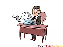 Arbeit im Büro, Schreibmachine, Buchhalter Clipart, Comics, Cartoon
