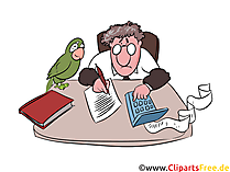 Buchführung Clipart, Office Illustration, Mann am Arbeitstisch