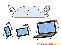 Clipart, Illustration, Cartoon Cloud Computing