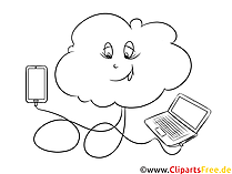 Cloud Computing Clipart in Schwarz-Weiss kostenlos