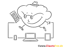 Schwarz-weisses Clipart Cloud-Computing kostenlos