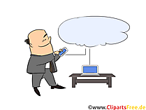 Smartphone und Computer angebunden an Cloud mit Daten Clip Art, Illustration