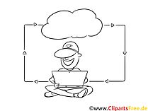 Softwareentwickler arbeitet im Cloud Clipart schwarz-weiss
