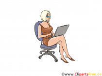 Frau arbeitet am Laptop Clipart, Bild, Illustration