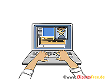 Hände tippen Text an Tastatur Clipart, Bild, Illustration