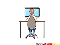 Mann arbeitet am PC, Computer Clipart, Bild, Illustration