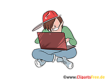 Startuper arbeitet am Notebook Clipart, Bild, Illustration