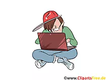 Startuper arbeitet am Notebook Clipart, Bild, Illustration