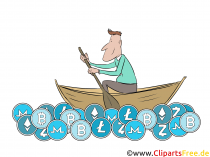 Boot schwimmt im Geld, Krypto