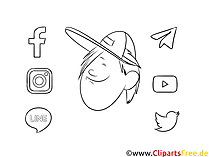 Schwarz-weiss Clipart cooler Junge