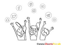 Schwarz-weiss Clipart Kinder freuen sich Hände hoch - Internet Bilder