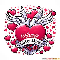 Bild zum Valentinstag mit Herz und Tauben