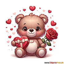 Teddy als Geschenk zum Valentinstag Bild zum Teilen per Smartphone