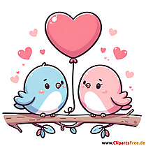 Klipart dva zamilovaní ptáci na téma lásky