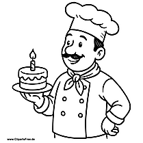 Koch mit Geburtstagstorte Clipart im SVG-Format