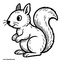 Clipart Eichhörnchen schwarz-weiss zum Drucken