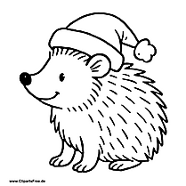 Clipart Igel mit Weihnachtsmütze zum Drucken