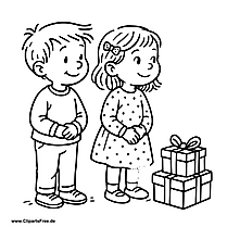 Clipart Kinder mit Geschenken