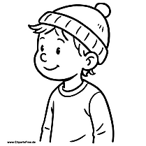 Junge mit Wintermütze Clipart zum Drucken