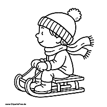 Kind auf Schlitten im Winter Clipart