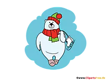 Eisbär mit Mütze und Schal PNG Illustration transparent