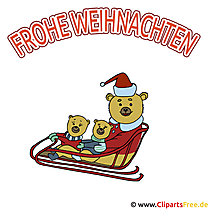 Freie Weihnachtsbilder Bären auf Schlitten