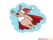 Hirsch Weihnachtsmann als Superman Bild für Lehrer und Schüler