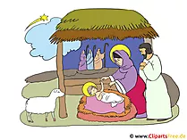 Krippe Weihnachten Clipart-Illustration