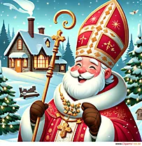Gambar dengan Santa Claus untuk Hari St. Nicholas