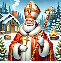 Ilustracija isječka Djeda Mraza donosi darove
