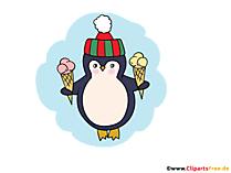 Pinguin mit leckerem Eis Clipart zu Weihnachten