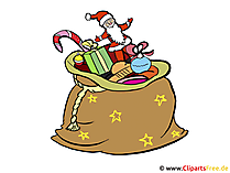 Sack mit Weihnachtsgeschenken - Weihnachtskarten selbst gestalten