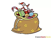 Sack mit Weihnachtsgeschenken - Weihnachtskarten selbst gestalten
