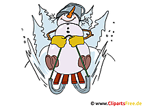 Weihnachts Bild Schneemann auf Schlitten
