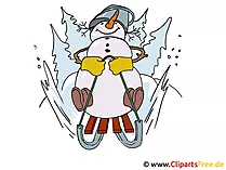 Weihnachts Bild Schneemann auf Schlitten