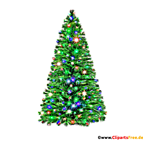Künstlicher Weihnachtsbaum mit Beleuchtung Illustration, Bild, Clipart