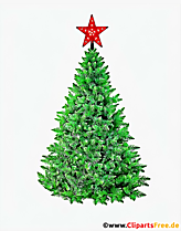 Tanne mit rotem Stern zu Weihnachten Clipart