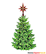 Tannenbaum mit Weihnachtsstern Illustration, Bild, Clipart
